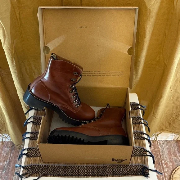 Dr. Martens Chestnut Leather Boots - Picture 1 of 8